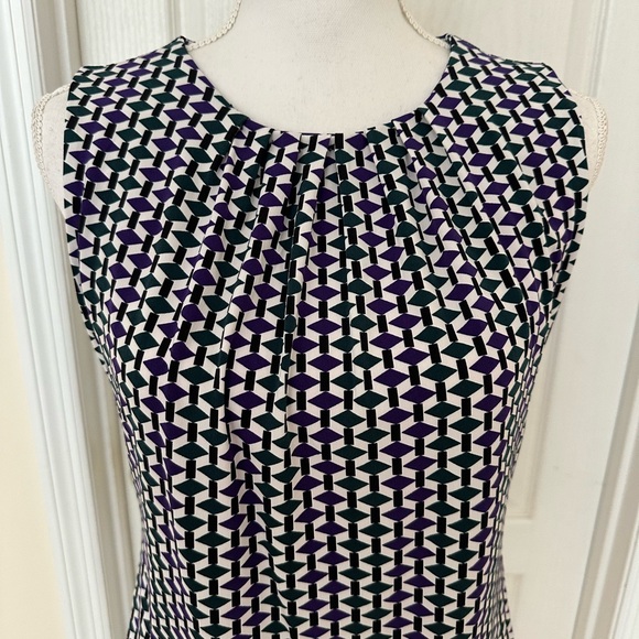NWT Calvin Klein Woman’s Sleeveless Geometric Blouse Top, Sz PM - Picture 2 of 11